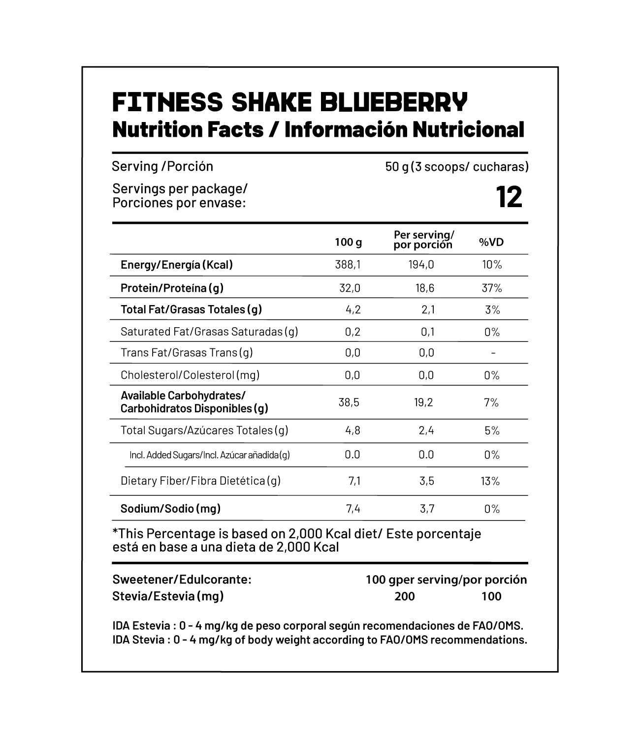 Batido Bajo en Calorías Fitness Shake 600g - Image 3