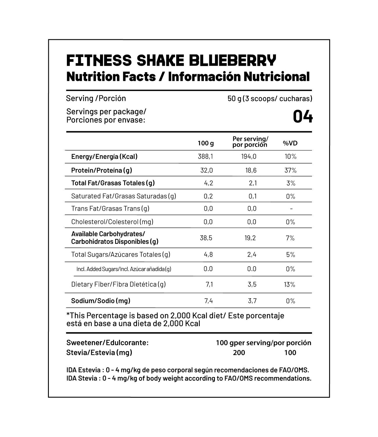 Batido Bajo en Calorías Fitness Shake 200g - Image 4
