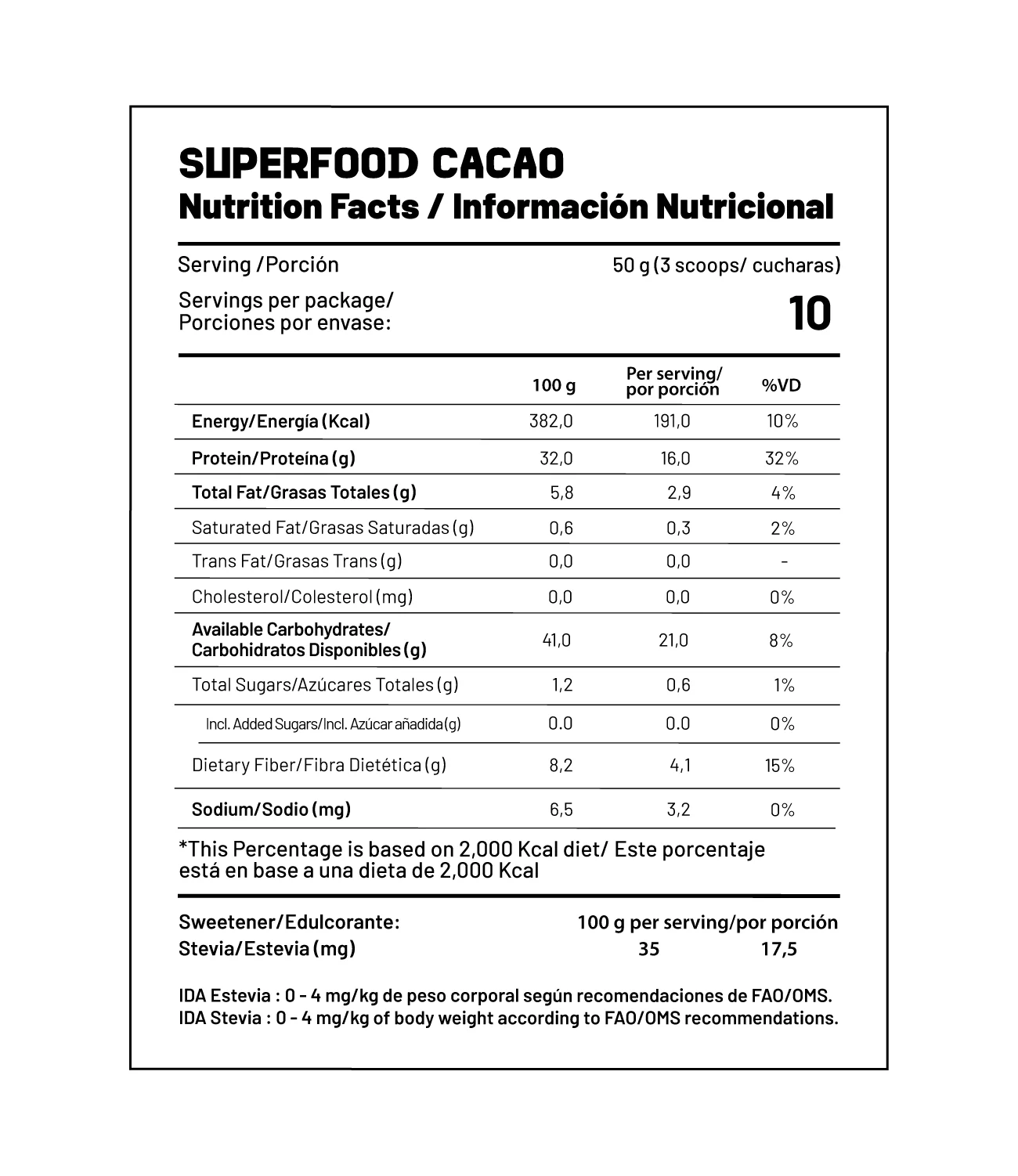 Batido Nutricional Superfood Cacao 500g - Image 4
