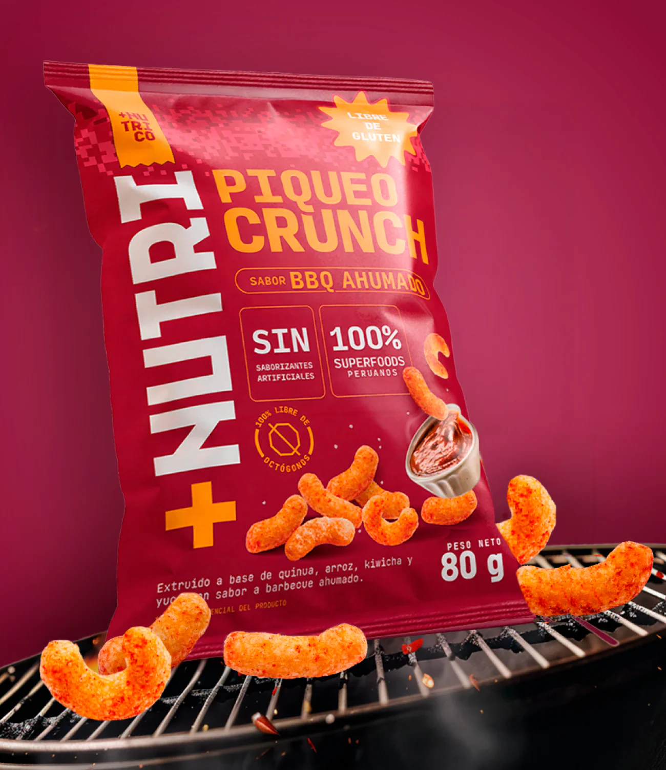 PIQUEO CRUNCH BBQ AHUMADO 80g - Image 2